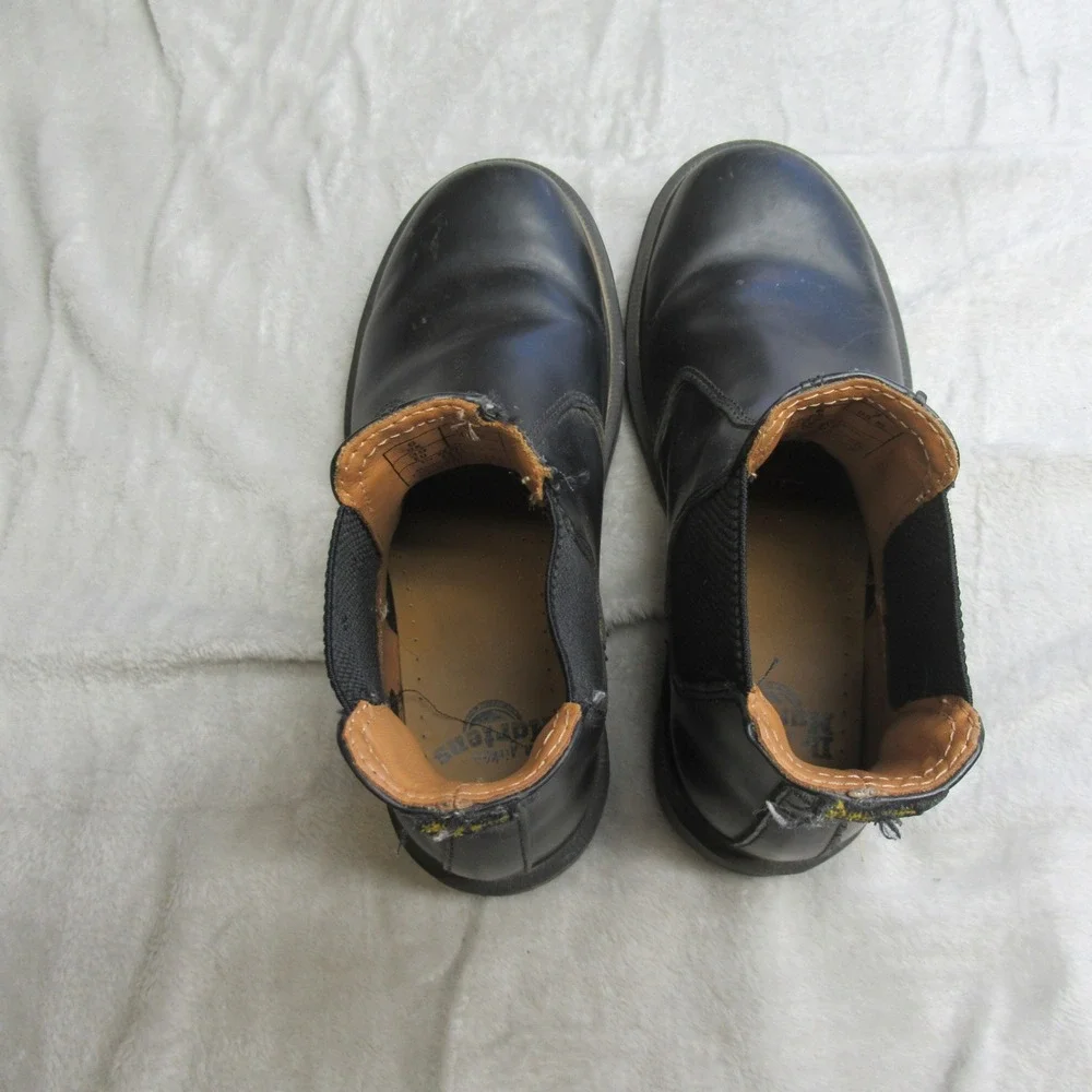 Dr Martens Mens 7 Chelsea Boots‎ Black Leather Elastic Side Chunky Heel Combat